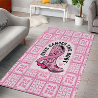 Give Cancer The Boot Pink Cowgirl Area Rug Hawaiian Paniolo Mixed Quilt Pattern Style LT9 - Polynesian Pride