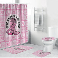 Give Cancer The Boot Pink Cowgirl Bathroom Set Hawaiian Paniolo Mixed Quilt Pattern Style LT9 Bathroom Set (4 pcs) Pink - Polynesian Pride