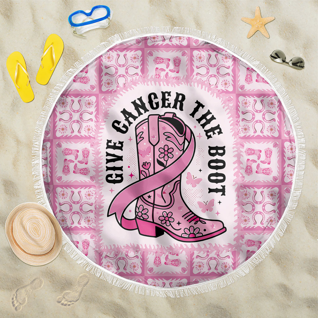 Give Cancer The Boot Pink Cowgirl Beach Blanket Hawaiian Paniolo Mixed Quilt Pattern Style LT9 One Size 150cm Pink - Polynesian Pride