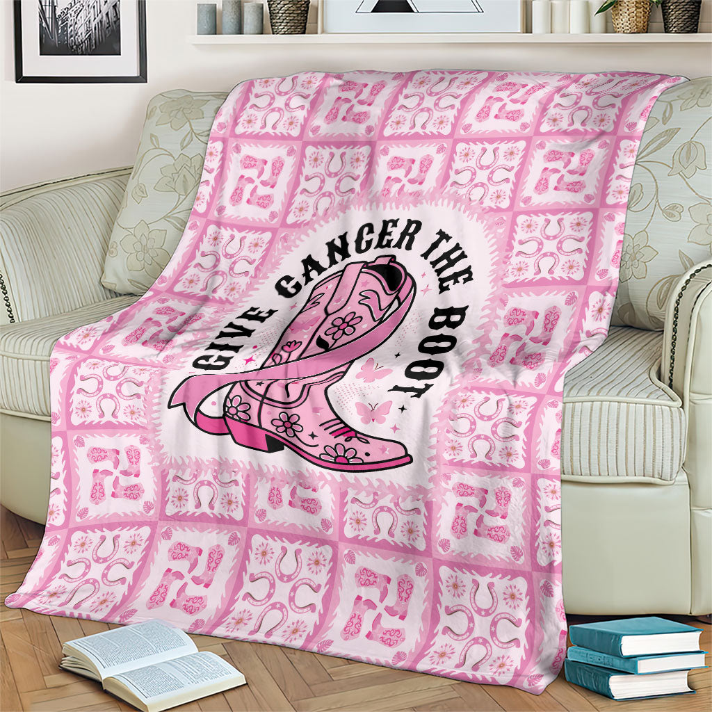 Give Cancer The Boot Pink Cowgirl Blanket Hawaiian Paniolo Mixed Quilt Pattern Style LT9 - Polynesian Pride