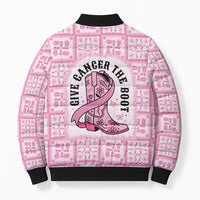 Give Cancer The Boot Pink Cowgirl Bomber Puffer Jacket Hawaiian Paniolo Mixed Quilt Pattern Style LT9 - Polynesian Pride