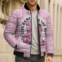 Give Cancer The Boot Pink Cowgirl Bomber Puffer Jacket Hawaiian Paniolo Mixed Quilt Pattern Style LT9 - Polynesian Pride