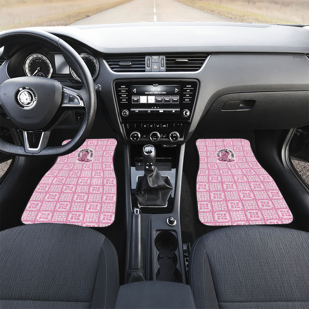 Give Cancer The Boot Pink Cowgirl Car Mats Hawaiian Paniolo Mixed Quilt Pattern Style LT9 Set 2pcs - Front Pink - Polynesian Pride