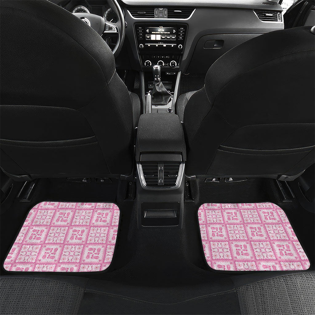 Give Cancer The Boot Pink Cowgirl Car Mats Hawaiian Paniolo Mixed Quilt Pattern Style LT9 Set 2pcs - Back Pink - Polynesian Pride