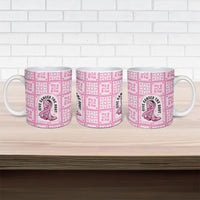 Give Cancer The Boot Pink Cowgirl Ceramic Mug Hawaiian Paniolo Mixed Quilt Pattern Style LT9 - Polynesian Pride