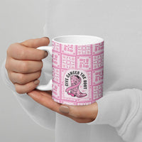 Give Cancer The Boot Pink Cowgirl Ceramic Mug Hawaiian Paniolo Mixed Quilt Pattern Style LT9 - Polynesian Pride
