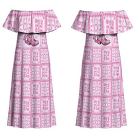 Give Cancer The Boot Pink Cowgirl Couples Matching Off Shoulder Maxi Dress and Hawaiian Shirt Hawaiian Paniolo Mixed Quilt Pattern Style LT9 - Polynesian Pride