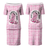 Give Cancer The Boot Pink Cowgirl Couples Matching Puletasi and Hawaiian Shirt Hawaiian Paniolo Mixed Quilt Pattern Style LT9 - Polynesian Pride