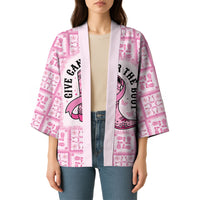 Give Cancer The Boot Pink Cowgirl Kimono Hawaiian Paniolo Mixed Quilt Pattern Style LT9 - Polynesian Pride