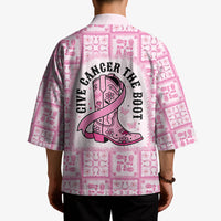 Give Cancer The Boot Pink Cowgirl Kimono Hawaiian Paniolo Mixed Quilt Pattern Style LT9 - Polynesian Pride