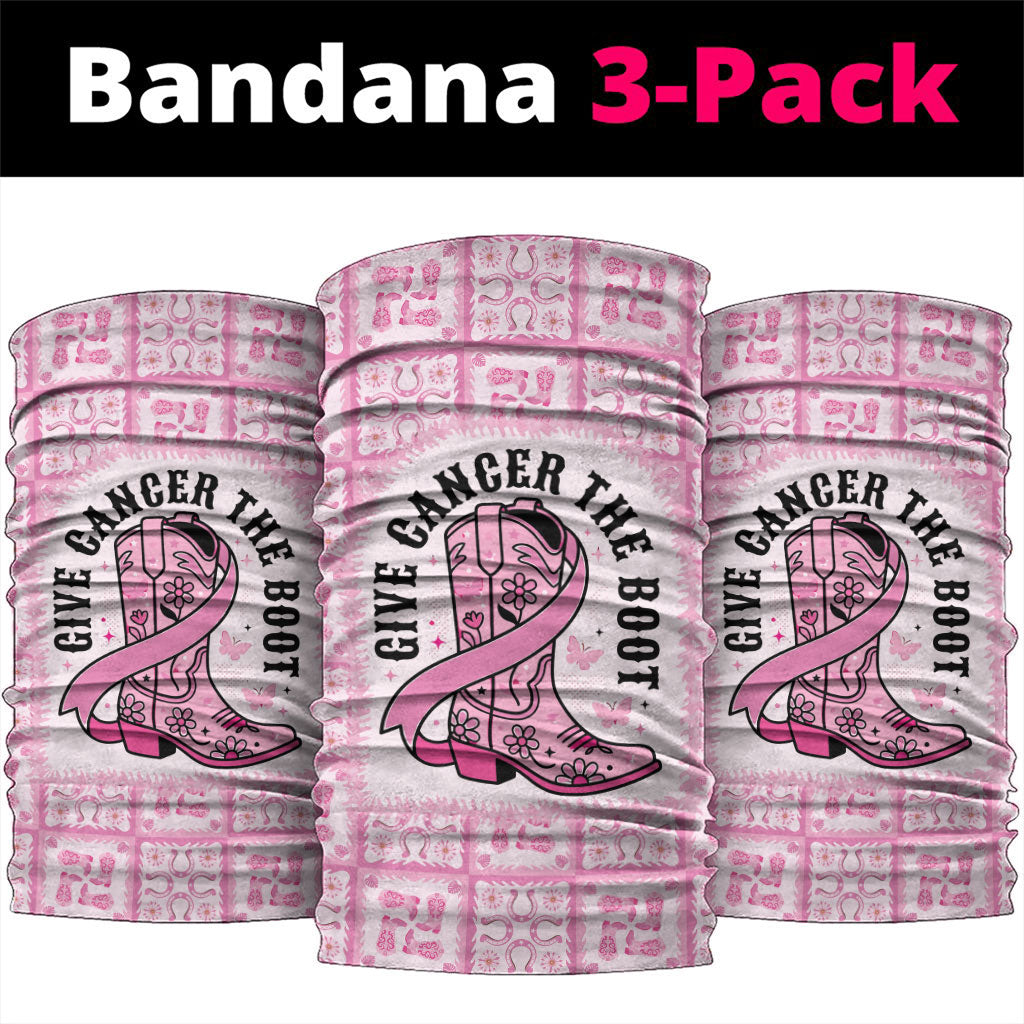 Give Cancer The Boot Pink Cowgirl Neck Gaiter Hawaiian Paniolo Mixed Quilt Pattern Style LT9 package One Size: 25*50cm Pink - Polynesian Pride