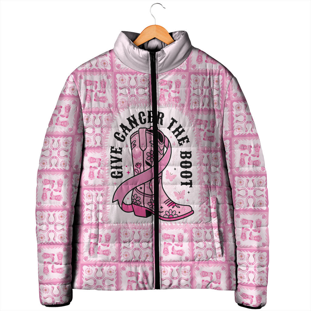 Give Cancer The Boot Pink Cowgirl Padded Jacket Hawaiian Paniolo Mixed Quilt Pattern Style LT9 - Polynesian Pride