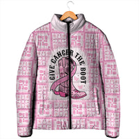 Give Cancer The Boot Pink Cowgirl Padded Jacket Hawaiian Paniolo Mixed Quilt Pattern Style LT9 - Polynesian Pride