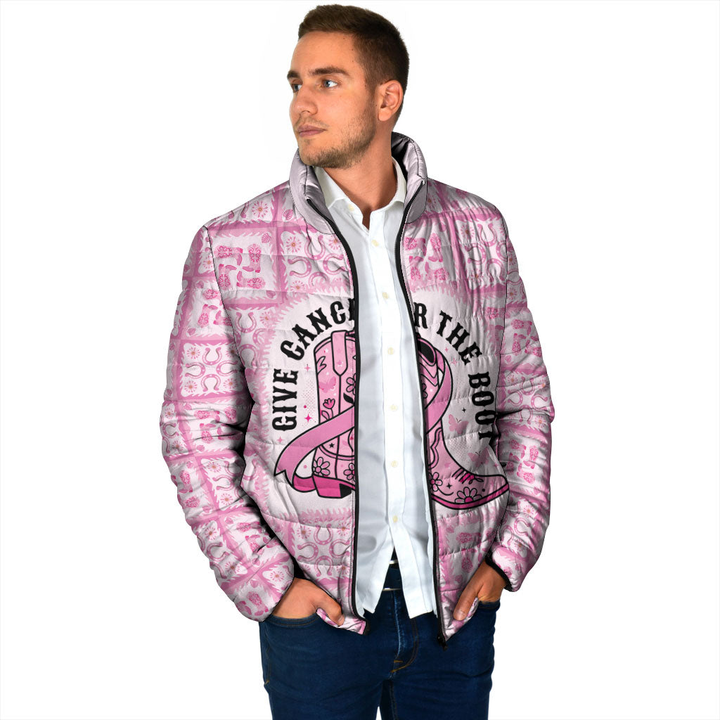 Give Cancer The Boot Pink Cowgirl Padded Jacket Hawaiian Paniolo Mixed Quilt Pattern Style LT9 - Polynesian Pride