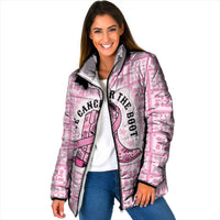 Give Cancer The Boot Pink Cowgirl Padded Jacket Hawaiian Paniolo Mixed Quilt Pattern Style LT9 Women Pink - Polynesian Pride