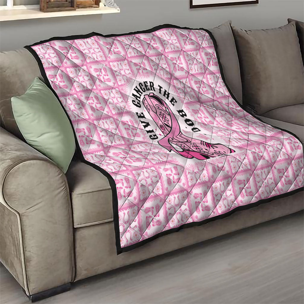 Give Cancer The Boot Pink Cowgirl Quilt Hawaiian Paniolo Mixed Quilt Pattern Style LT9 - Polynesian Pride