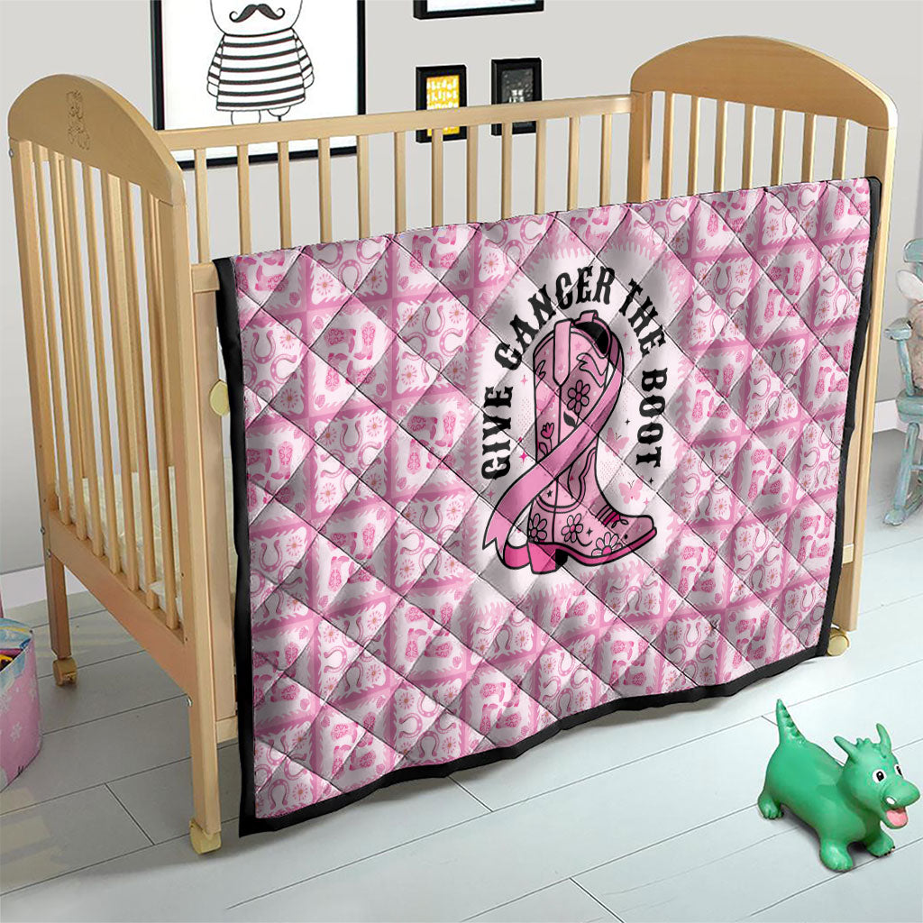Give Cancer The Boot Pink Cowgirl Quilt Hawaiian Paniolo Mixed Quilt Pattern Style LT9 - Polynesian Pride