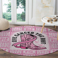 Give Cancer The Boot Pink Cowgirl Round Carpet Hawaiian Paniolo Mixed Quilt Pattern Style LT9 - Polynesian Pride