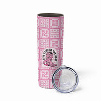 Give Cancer The Boot Pink Cowgirl Skinny Tumbler Hawaiian Paniolo Mixed Quilt Pattern Style LT9 - Polynesian Pride