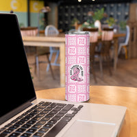 Give Cancer The Boot Pink Cowgirl Skinny Tumbler Hawaiian Paniolo Mixed Quilt Pattern Style LT9 - Polynesian Pride