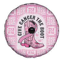 Give Cancer The Boot Pink Cowgirl Spare Tire Cover Hawaiian Paniolo Mixed Quilt Pattern Style LT9 - Polynesian Pride