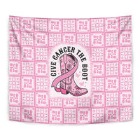 Give Cancer The Boot Pink Cowgirl Tapestry Hawaiian Paniolo Mixed Quilt Pattern Style LT9 - Polynesian Pride
