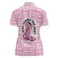 Give Cancer The Boot Pink Cowgirl Women Polo Shirt Hawaiian Paniolo Mixed Quilt Pattern Style LT9 - Polynesian Pride