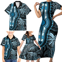 Polynesia Dashiki Family Matching Short Sleeve Bodycon Dress and Hawaiian Shirt Polynesia and Africa Traditional Special Together Blue LT9 - Polynesian Pride