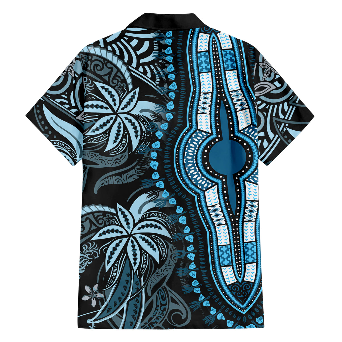 Polynesia Dashiki Family Matching Short Sleeve Bodycon Dress and Hawaiian Shirt Polynesia and Africa Traditional Special Together Blue LT9 - Polynesian Pride