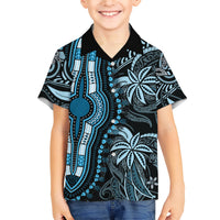 Polynesia Dashiki Family Matching Short Sleeve Bodycon Dress and Hawaiian Shirt Polynesia and Africa Traditional Special Together Blue LT9 Son's Shirt Blue - Polynesian Pride