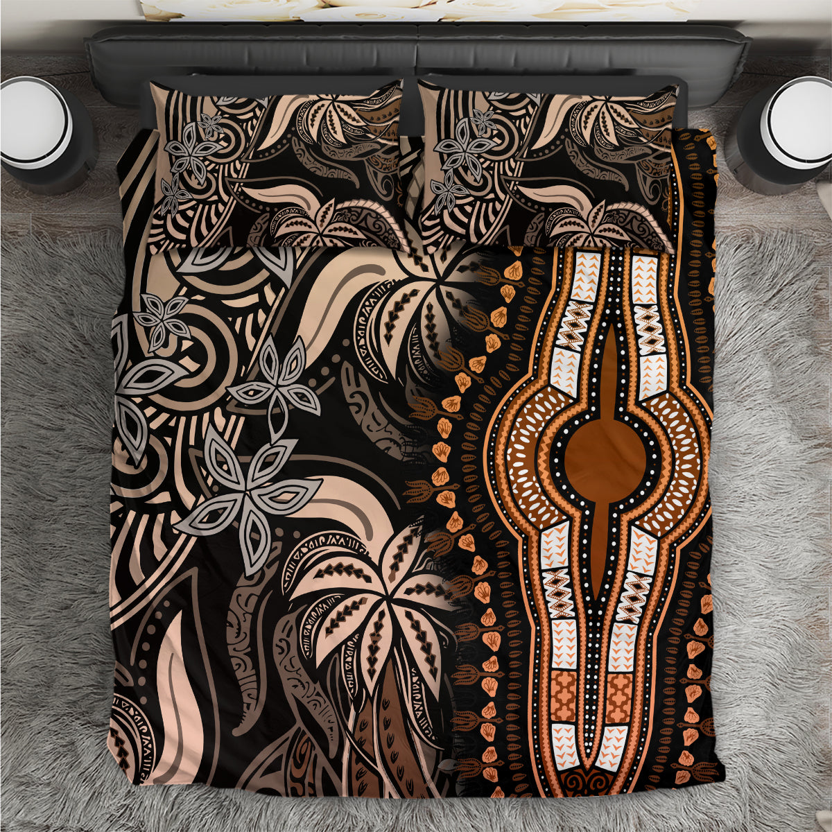 Polynesia Dashiki Bedding Set Polynesia and Africa Traditional Special Together Gold LT9 Gold - Polynesian Pride