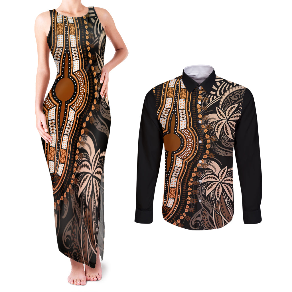 polynesia-dashiki-couples-matching-tank-maxi-dress-and-long-sleeve-button-shirts-polynesia-and-africa-traditional-special-together-gold