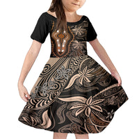 Polynesia Dashiki Family Matching Long Sleeve Bodycon Dress and Hawaiian Shirt Polynesia and Africa Traditional Special Together Gold LT9 Daughter's Dress Gold - Polynesian Pride
