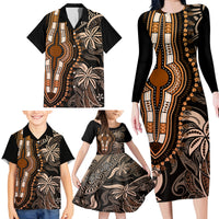 Polynesia Dashiki Family Matching Long Sleeve Bodycon Dress and Hawaiian Shirt Polynesia and Africa Traditional Special Together Gold LT9 - Polynesian Pride
