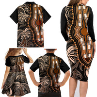 Polynesia Dashiki Family Matching Long Sleeve Bodycon Dress and Hawaiian Shirt Polynesia and Africa Traditional Special Together Gold LT9 - Polynesian Pride