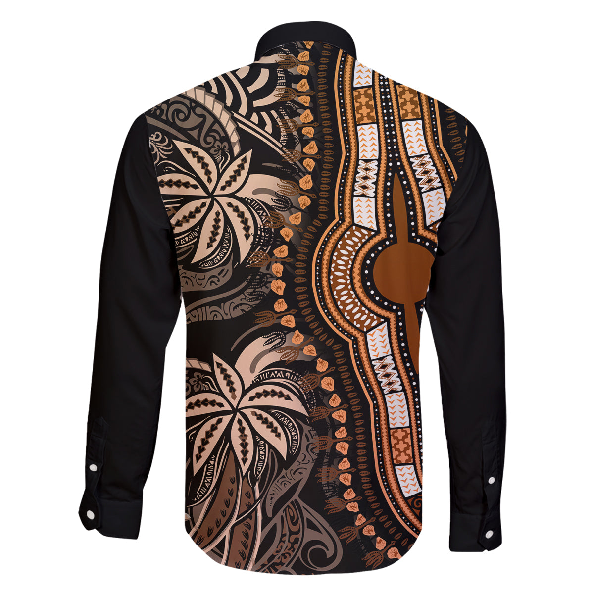 Polynesia Dashiki Family Matching Long Sleeve Bodycon Dress and Hawaiian Shirt Polynesia and Africa Traditional Special Together Gold LT9 - Polynesian Pride