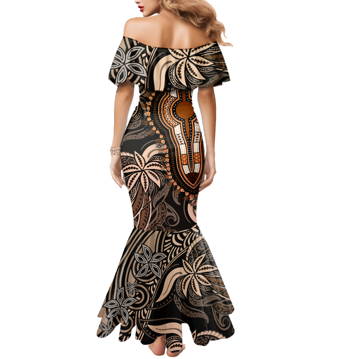 Polynesia Dashiki Family Matching Mermaid Dress and Hawaiian Shirt Polynesia and Africa Traditional Special Together Gold LT9 - Polynesian Pride