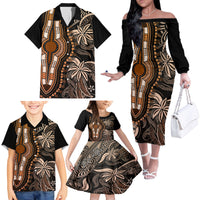 Polynesia Dashiki Family Matching Off Shoulder Long Sleeve Dress and Hawaiian Shirt Polynesia and Africa Traditional Special Together Gold LT9 - Polynesian Pride