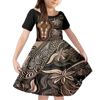 Polynesia Dashiki Family Matching Short Sleeve Bodycon Dress and Hawaiian Shirt Polynesia and Africa Traditional Special Together Gold LT9 Daughter's Dress Gold - Polynesian Pride