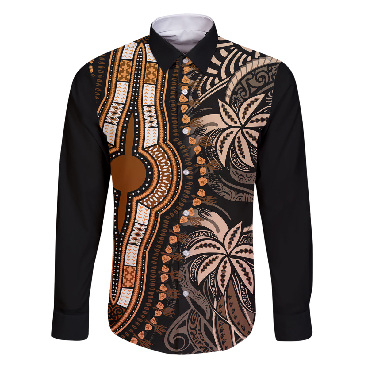 Polynesia Dashiki Family Matching Short Sleeve Bodycon Dress and Hawaiian Shirt Polynesia and Africa Traditional Special Together Gold LT9 Dad's Shirt - Long Sleeve Gold - Polynesian Pride