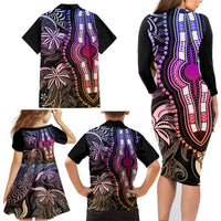 Polynesia Dashiki Family Matching Long Sleeve Bodycon Dress and Hawaiian Shirt Polynesia and Africa Traditional Special Together Pastel LT9 - Polynesian Pride