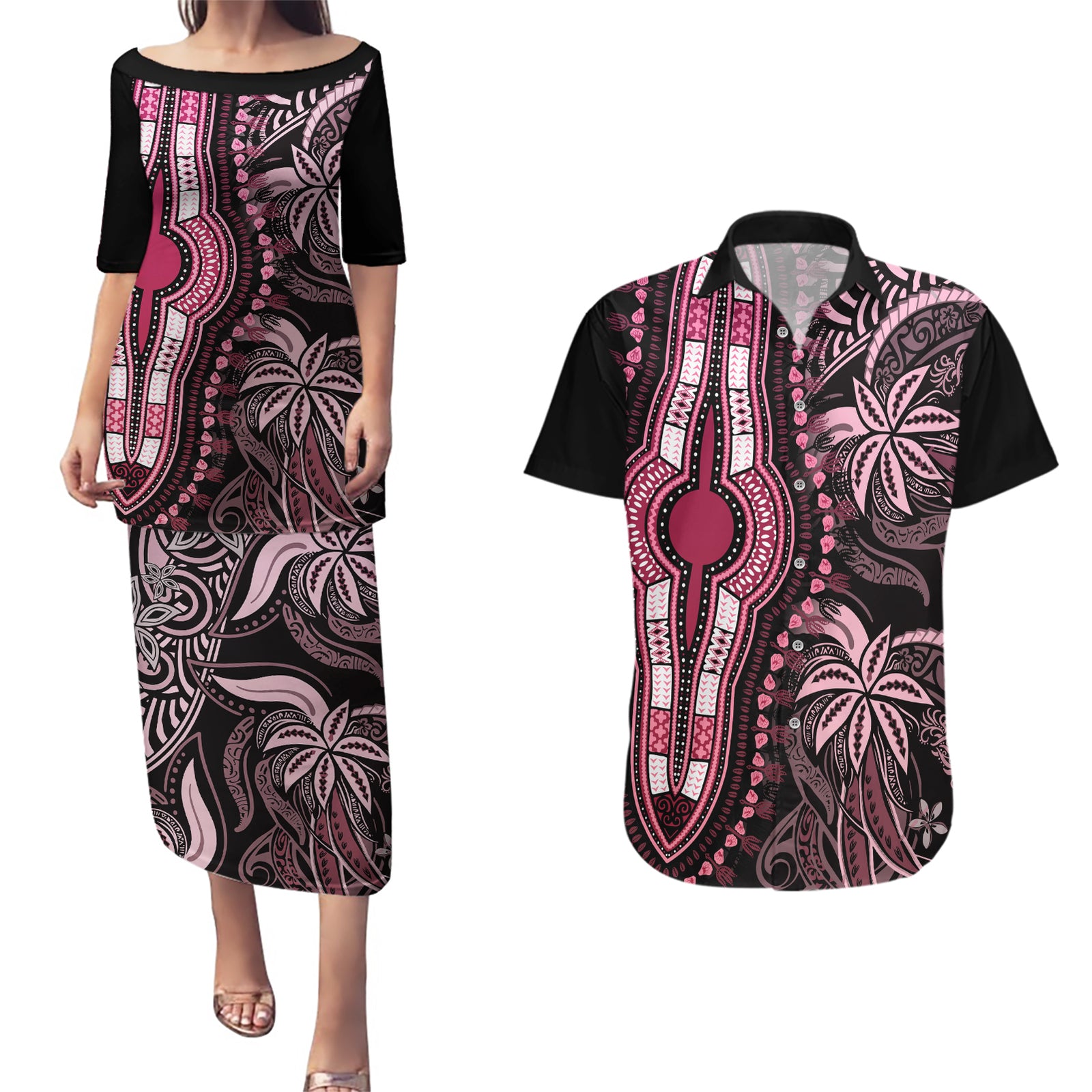 polynesia-dashiki-couples-matching-puletasi-dress-and-hawaiian-shirt-polynesia-and-africa-traditional-special-together-pink