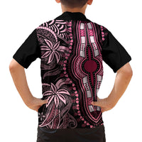 Polynesia Dashiki Family Matching Long Sleeve Bodycon Dress and Hawaiian Shirt Polynesia and Africa Traditional Special Together Pink LT9 - Polynesian Pride