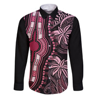 Polynesia Dashiki Family Matching Off Shoulder Long Sleeve Dress and Hawaiian Shirt Polynesia and Africa Traditional Special Together Pink LT9 Dad's Shirt - Long Sleeve Pink - Polynesian Pride