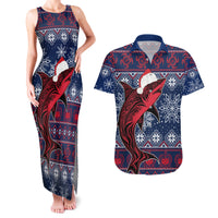 Samoa Manuia Le Kirisimasi Couples Matching Tank Maxi Dress and Hawaiian Shirt Samoan Fishing Tribal Pattern Christmas Vibe LT9 Red - Polynesian Pride