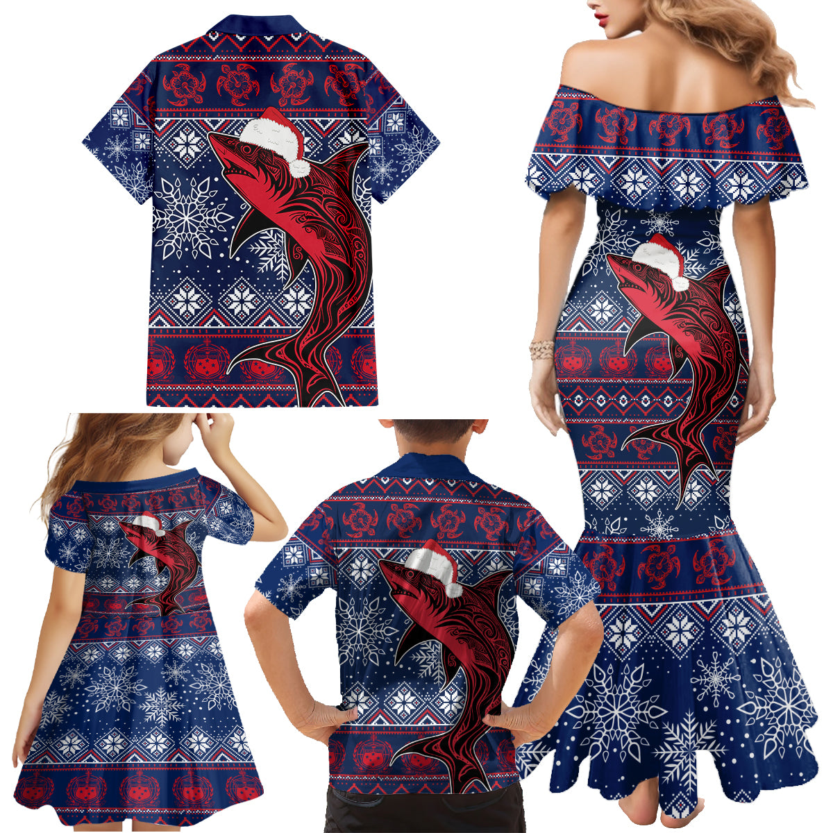 Samoa Manuia Le Kirisimasi Family Matching Mermaid Dress and Hawaiian Shirt Samoan Fishing Tribal Pattern Christmas Vibe LT9 - Polynesian Pride