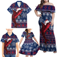 Samoa Manuia Le Kirisimasi Family Matching Off Shoulder Maxi Dress and Hawaiian Shirt Samoan Fishing Tribal Pattern Christmas Vibe LT9 - Polynesian Pride