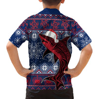 Samoa Manuia Le Kirisimasi Family Matching Off Shoulder Short Dress and Hawaiian Shirt Samoan Fishing Tribal Pattern Christmas Vibe LT9 - Polynesian Pride