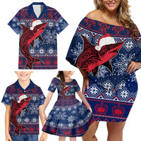 Samoa Manuia Le Kirisimasi Family Matching Off Shoulder Short Dress and Hawaiian Shirt Samoan Fishing Tribal Pattern Christmas Vibe LT9 - Polynesian Pride
