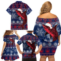 Samoa Manuia Le Kirisimasi Family Matching Off Shoulder Short Dress and Hawaiian Shirt Samoan Fishing Tribal Pattern Christmas Vibe LT9 - Polynesian Pride